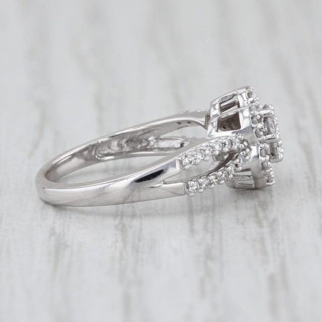 0.33ctw Diamond Cluster Engagement Ring 14k White Gold Size 5 For Sale - Image 4 of 8