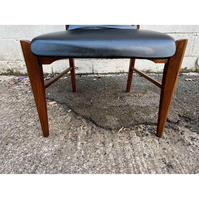 Black Set of 4 Lane First 1st Edition Arne Vodder Style Walnut and Vinyl Highback Dining Chairs For Sale - Image 8 of 11