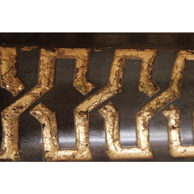 Pair of Burl Wood Regency Empire Black & Gold Pedestal Stands For Sale - Image 13 of 16