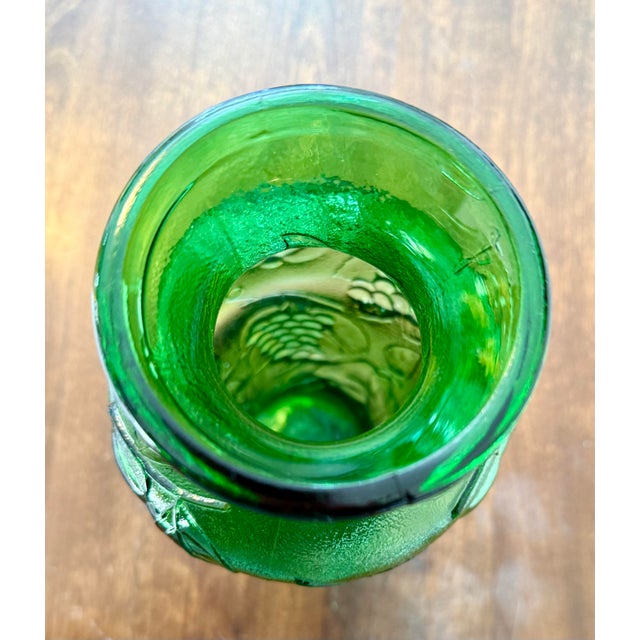 Italian Green Molded Glass Relief Vase For Sale - Image 12 of 12