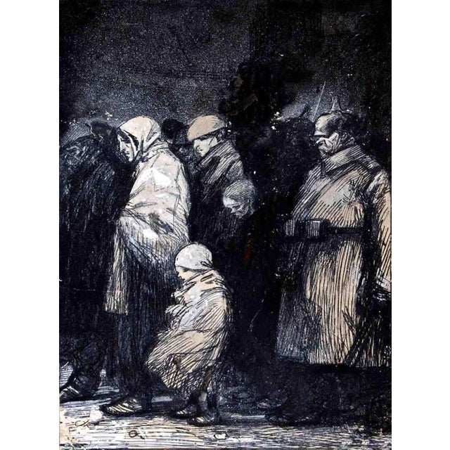 Austrian Soldier with Prisoners is an original China ink watercolor realized by Gabriele Galantara (1914 s.). Good...