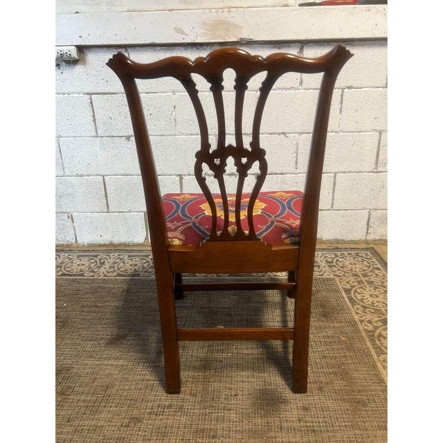 Wood Mid 20th Century Chippendale Style Mahogany Upholstered Dining Chairs- Set of 6 For Sale - Image 7 of 12