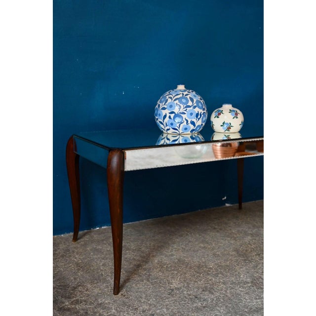Bohemian Chic Art Deco Coffee Table with Beveled Mirror, 1940s For Sale - Image 3 of 18