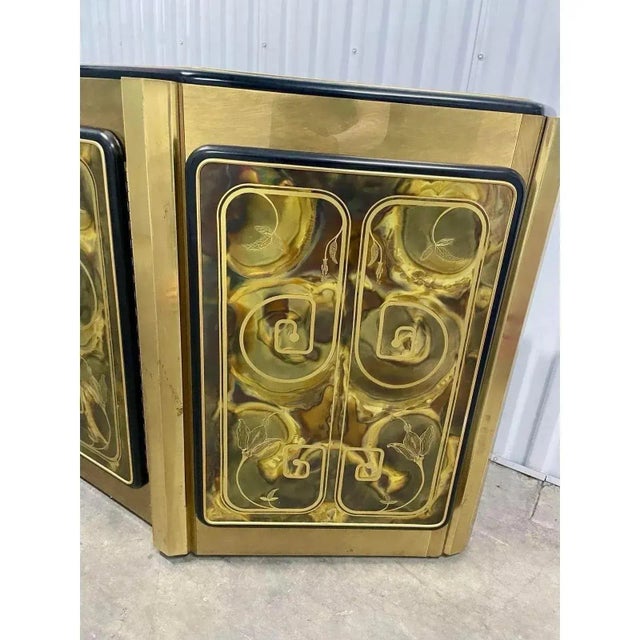 Metal 1970s Bernhard Rohne for Mastercraft Etched Brass Sideboard Credenza For Sale - Image 7 of 12