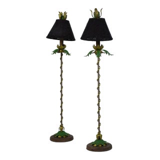 Pair of MCM Ornamental Floral Table Lamps by John Richards For Sale