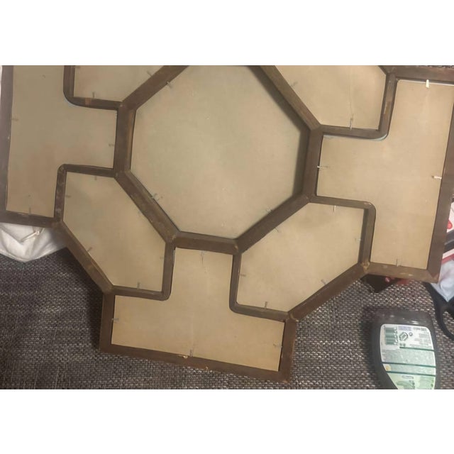 Hollywood Regency Geometric Giltwood Wall Mirror, Octagonal Honeycomb Design, 1970s. For Sale - Image 4 of 8