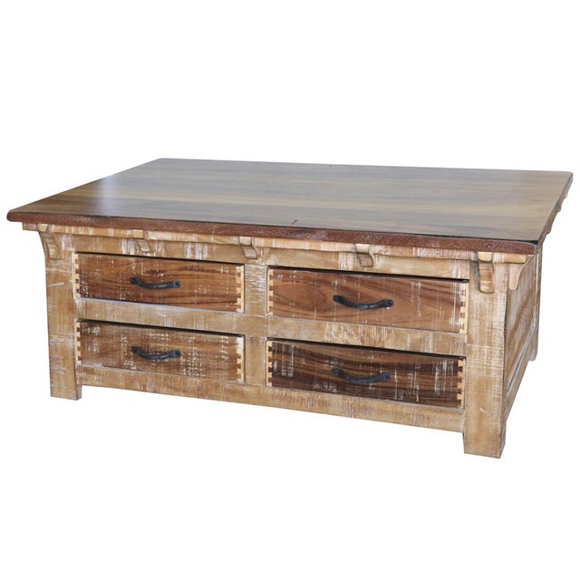 Rustic Westwood Mixed Wood Coffee Table For Sale - Image 3 of 3