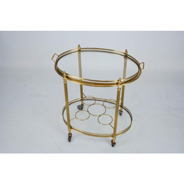Gold Small Mid-Century Modern Italian Brass Bar Cart with Removable Tray, 1950s For Sale - Image 8 of 16
