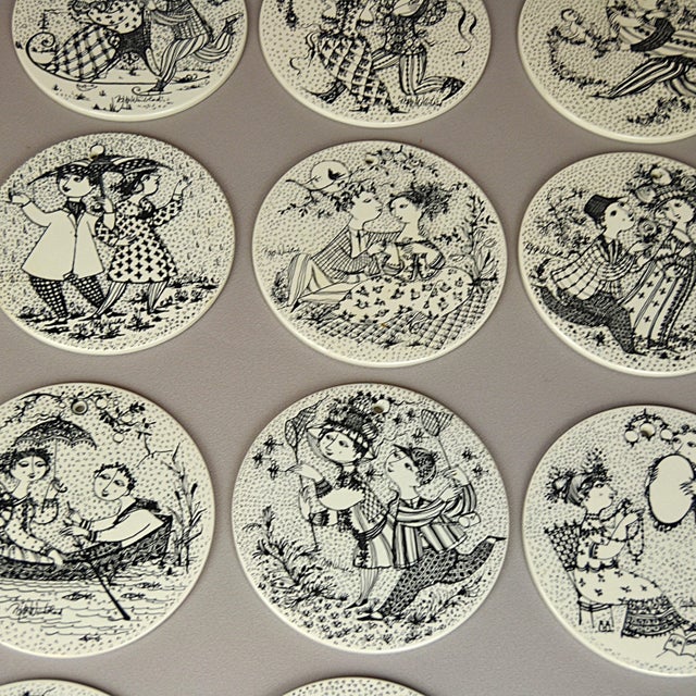 Ceramic Calendar Plaques by B. Wiinblad for Nymolle, Norway, 1970s, Set of 12 For Sale - Image 17 of 18