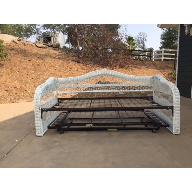 White Wicker Twin Daybed With Trundle Chairish