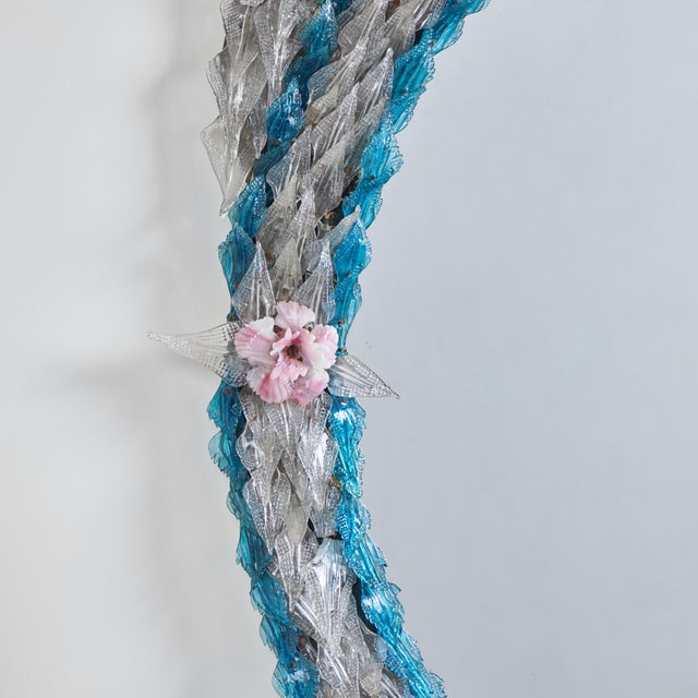 Blue Near Oval Venetian Mirrors - A Pair For Sale - Image 8 of 11