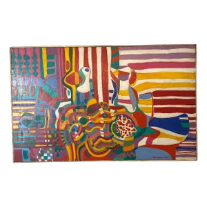1960s Abstract Painting by Rafael Rivera García , Framed