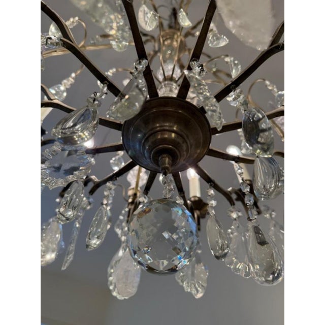 Silver Vintage Rock and Cut Crystal Chandelier For Sale - Image 8 of 9