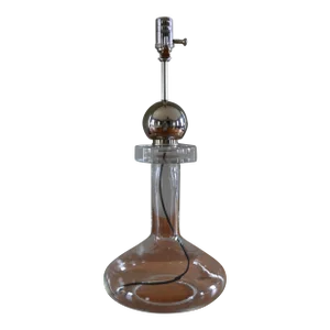 Mid Century Laurel Style Glass Beaker Lamp With Nickel Fittings