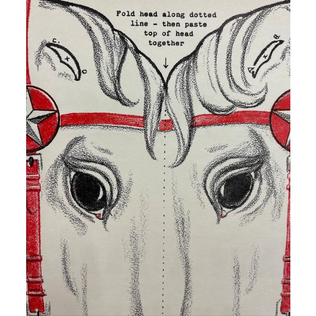 1950s child's equestrian lithograph for cutting out and making a hobby horse. On the back, an advertisement for the...