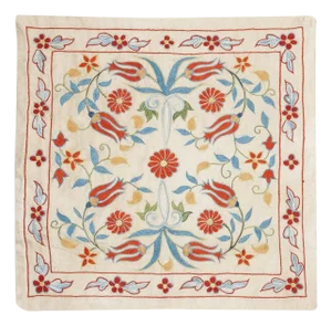 20"x20" Modern 100% Silk Embroidered Pillow Cover. Handmade Cushion Cover