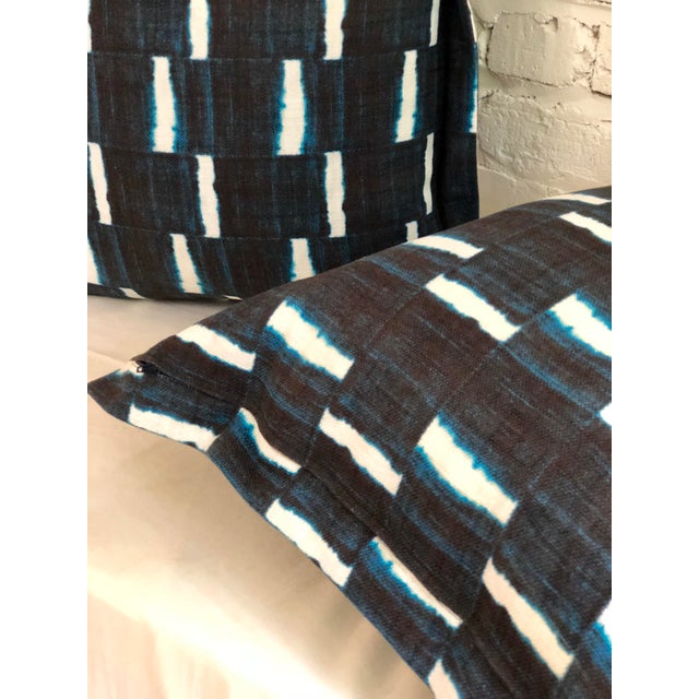 24” Indigo Dyed Linen Pillows by Jim Thompson - a Pair For Sale In Atlanta - Image 6 of 10