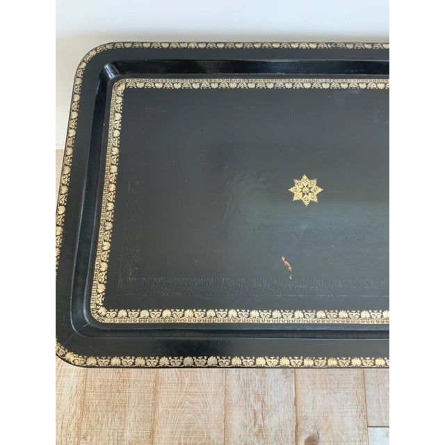 2000 - 2009 Maitland-Smith Black Leather Tray Table With Black Faux Bamboo Base For Sale - Image 5 of 9