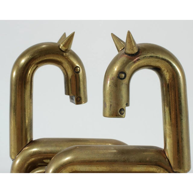Mid-Century Modern Early 20th Century Pair of Walter Von Nessen-Style Horse Bookends — Bronze-Plated Copper For Sale - Image 3 of 3