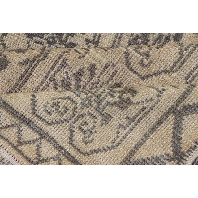 Light Taupe, Gray-Green, and Cream Turkish Tulu Vintage Rug With Latticework For Sale - Image 12 of 13