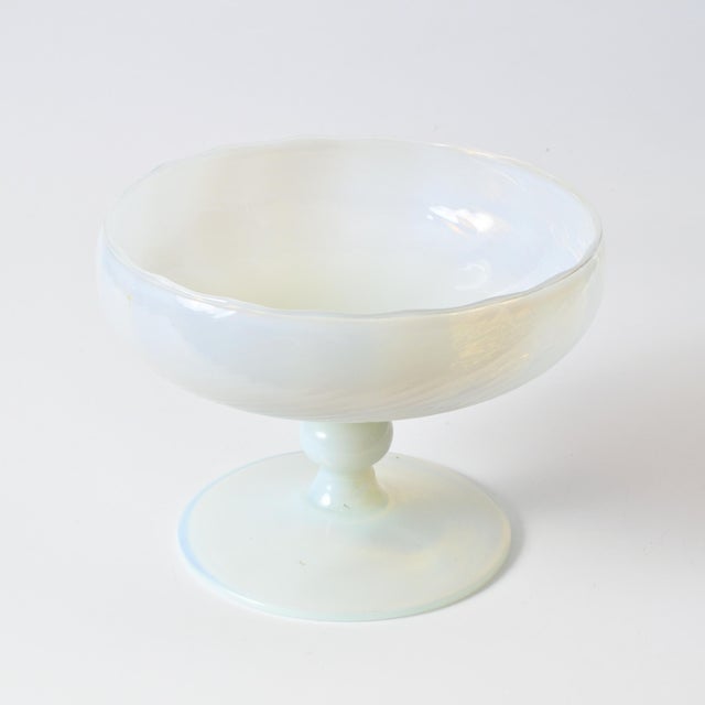 Vintage Italian Opaline Glass Pedestal Bowl, 1960s For Sale - Image 9 of 11