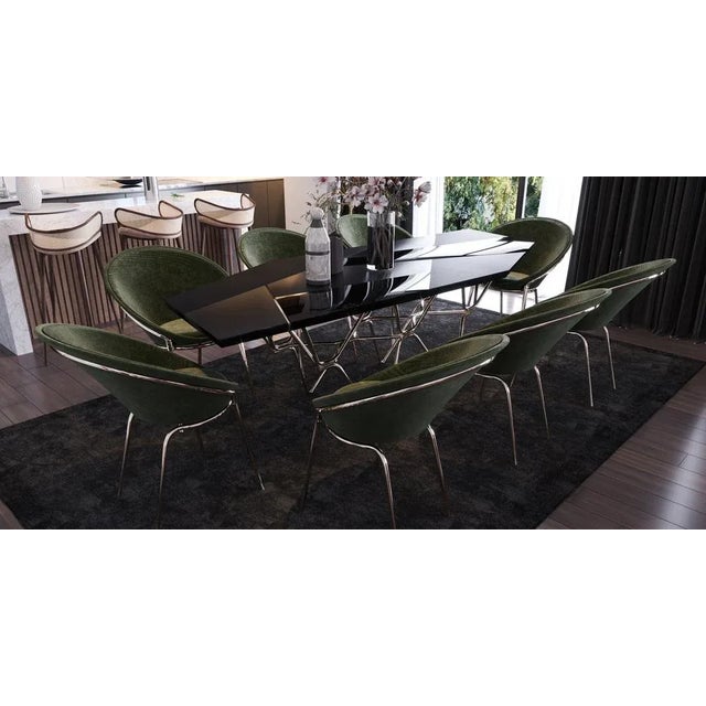 Metal Longjing Chairs by Alma De Luce, Set of 6 For Sale - Image 7 of 8