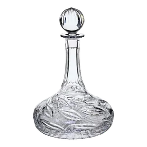 Crystal Captain's Decanter Leaf Leaves Cut Glass