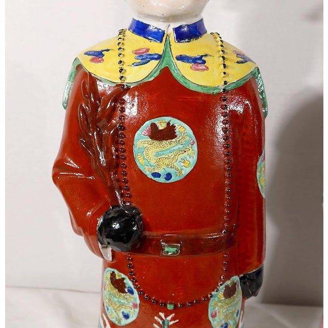 Mandarin Dignitary Statues in Earthenware, China, 1980s, Set of 3 For Sale - Image 8 of 18