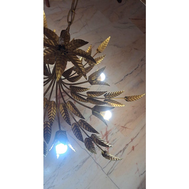 Gold Ceiling Lamp in Wrought Iron from Ferro Art, Spain, 1950 For Sale - Image 8 of 11