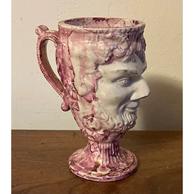 Antique 19th Century English Staffordshire Pink Luster Satyr Head Mug With Frog Inside For Sale - Image 4 of 12