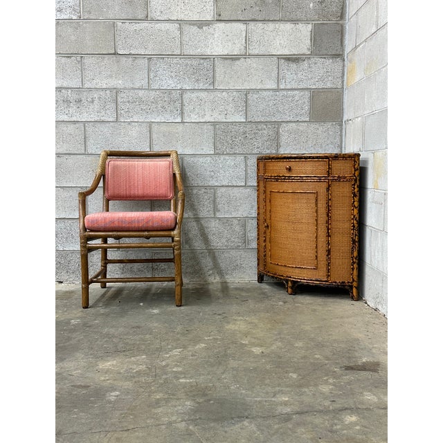 1980s British Colonial Style Bamboo and Cane Corner Cabinet For Sale - Image 15 of 17
