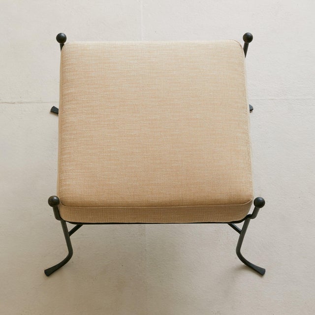 Mid-Century Modern Italian Verdigris Iron Armchair with Ottoman, 1950s For Sale - Image 3 of 11
