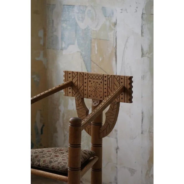 Swedish Monk Chair in Carved Oak, 1930s For Sale - Image 4 of 13