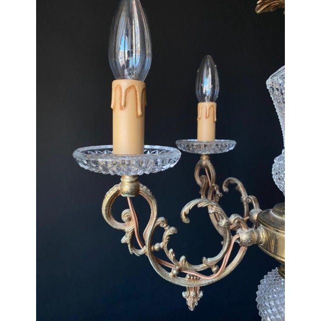 Brown Vintage French Chandelier in Brass and Glass, 1960s For Sale - Image 8 of 16