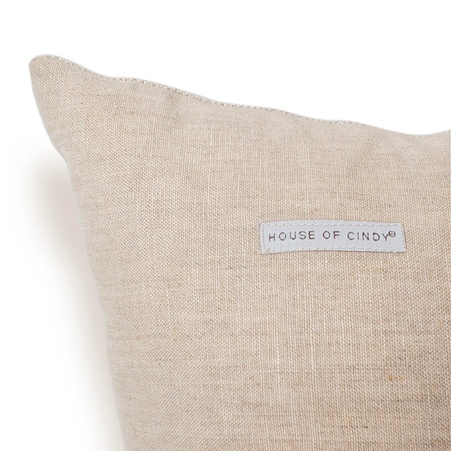 2000 - 2009 Wren Handcrafted Natural Linen Pillow With Vintage Textile Panel For Sale - Image 5 of 10