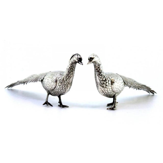 Couple of Silver Peacocks with Reliefs and Applications, Set of 2 For Sale - Image 4 of 9