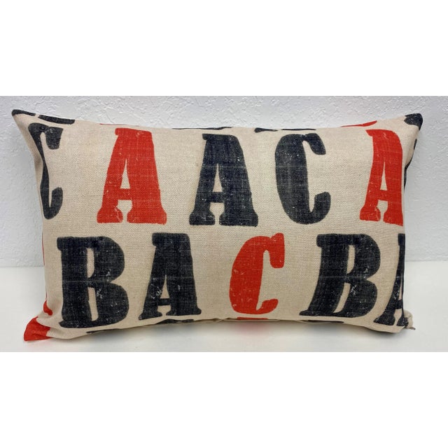 Large Bolster Pillow Playfully Decorated With Rutic Alphabet Letters A, B & C - Made in Uk. For Sale - Image 9 of 9