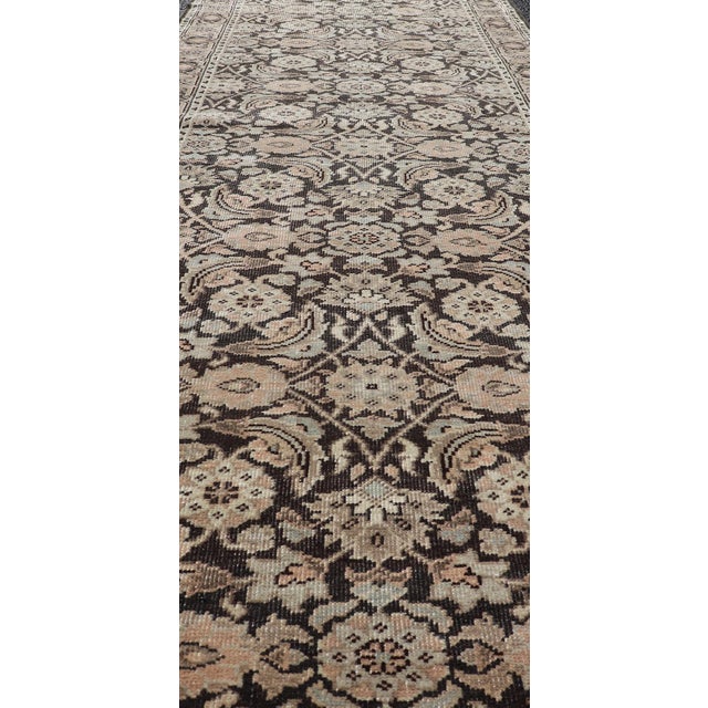 Antique Persian Tabriz Runner With Ornate Floral Design in Earthy Tones For Sale In Atlanta - Image 6 of 12