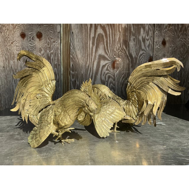 Vintage Boho Brass Roosters - a Pair For Sale - Image 11 of 11