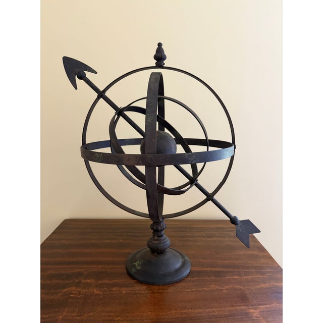 Vintage French Country Iron Garden Armillary Sundial- Outdoor Estate Decor For Sale - Image 9 of 10