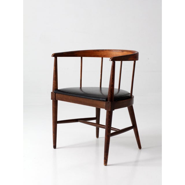 Brown Mid-Century Danish Modern Spindle Back Chair For Sale - Image 8 of 18