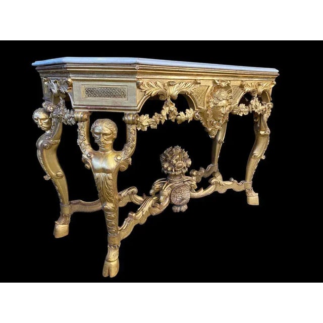 Italian Rococo Console with White Marble Top, 18th-19th Century For Sale - Image 4 of 16