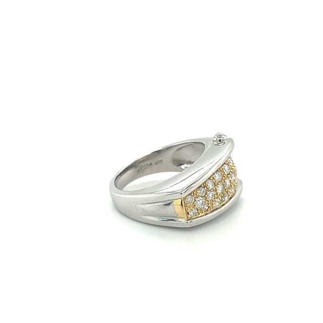 Modern Mid 20th Century Platinum and 18k Gold Unisex Natural Diamond Pinky Ring Size 8 For Sale - Image 3 of 7