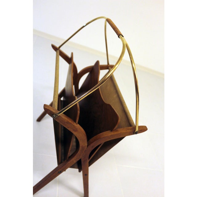Vintage Bentwood & Brass Magazine Rack For Sale - Image 10 of 18