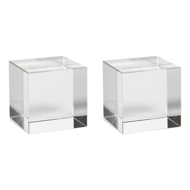 3.5-Inch Jacy Crystal Glass Straight Cube- Set of 2 For Sale
