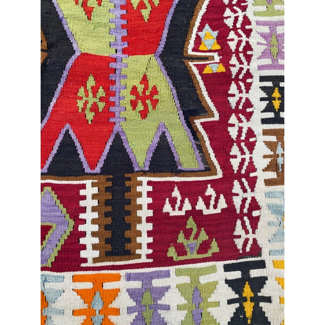 Boho Chic 1920s Antique Caucasian Scorpion Pattern Flatweave Kilim Rug For Sale - Image 3 of 11