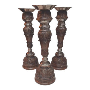 Late 20th Century Ornate Maitland-Smith Hand-Carved Candle Holders ~ Set of 3
