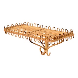 Italian Rattan and Bamboo Wall Shelf attributed to Franco Albini, Italy, 1960s For Sale