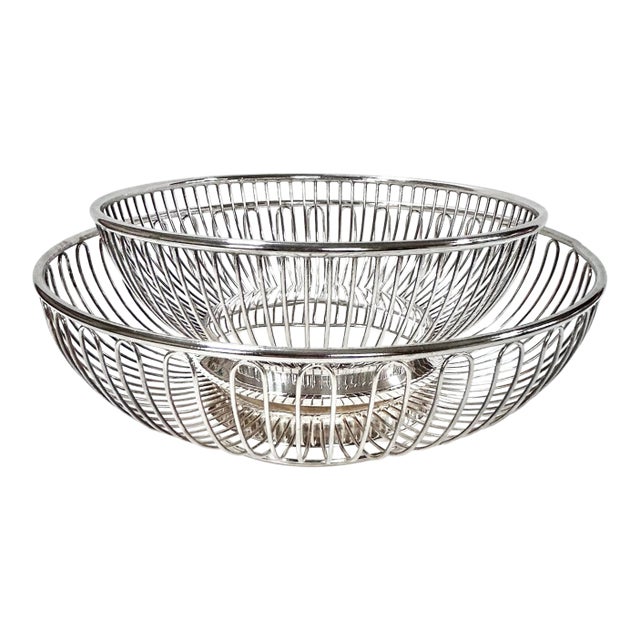 Vintage Silverplate Wire Fruit Baskets, Set of Two Nested Openwork Bowls, Mid-Century Modern Tableware Gorham - Set of 2 For Sale