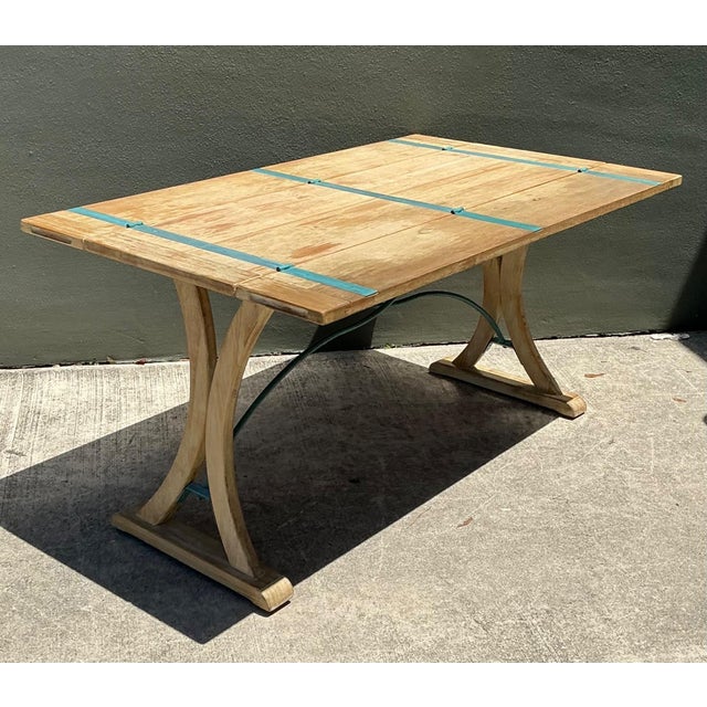 Late 20th Century Vintage Wood and Metal Extendable Console Table For Sale - Image 5 of 18